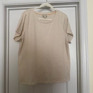 Anthropologie Ivory Textured Short-Sleeve Shirt
